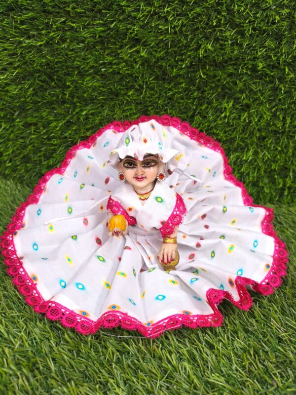Holi Special Cotton Ghagra Dress for Laddu Gopal Ji with Tupi (Size - 6)