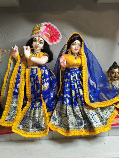 janmasthami special,radha krishna beautiful cotton lahanga,blouse,dupatta dress and dhoti set combo idol size(9"-18")