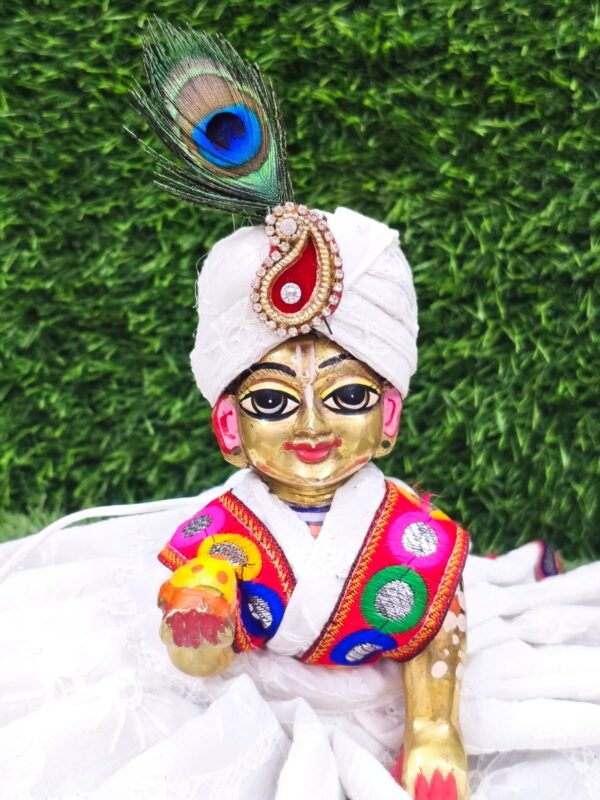 Hoil special laddu gopal ji,krishna/bal krishna cotton dress with pegdi idol(0-10)