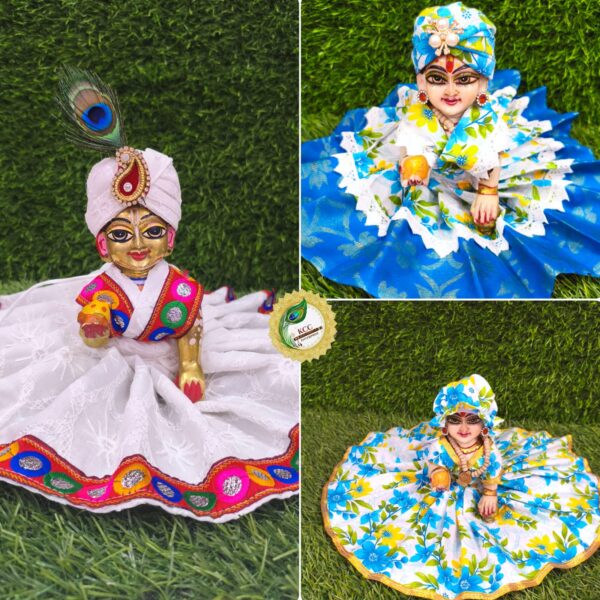 janmasthami special laddu gopal,krishna/bal krishna cotton dress combo of 3 with pagdi and tupi idol size(0-10)